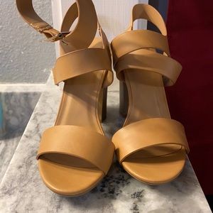 Brand new in box camel color block heel. size 5.5